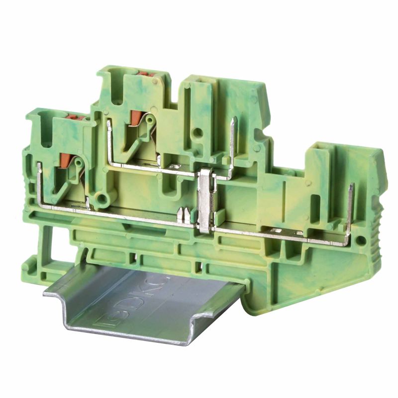 клемма заземления двухуровневая под вставной штекер зажим push-in; 4 точки подключения; 2.5кв.мм dkc vprtt-2.5-2p-pe от BTSprom.by