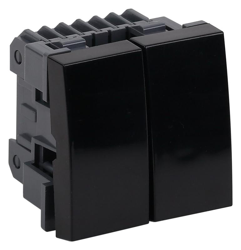 выключатель модульный 2-кл. 45х45мм черн. ruvinil адл 13-905-ч от BTSprom.by