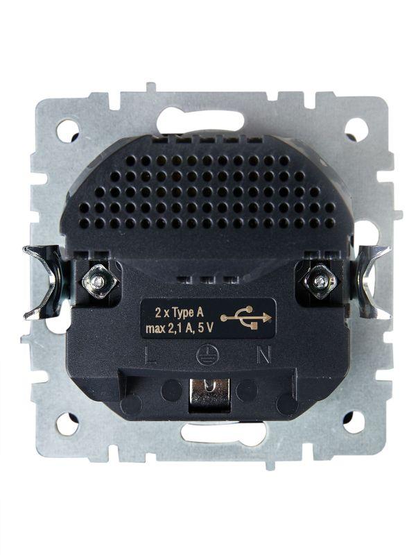  Розетка BRITE РЮш10-1-БрГ 16А с USB A+A 2.1А с заземл. защ. шторки механизм графит IEK BR-R14-16-U21-D21-K53 фото в каталоге от BTSprom.by