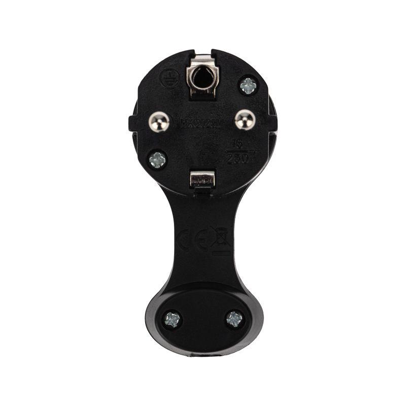  Вилка Евро угловая 16А с заземл. плоская за шкаф черн. Rexant 16-0736 фото в каталоге от BTSprom.by