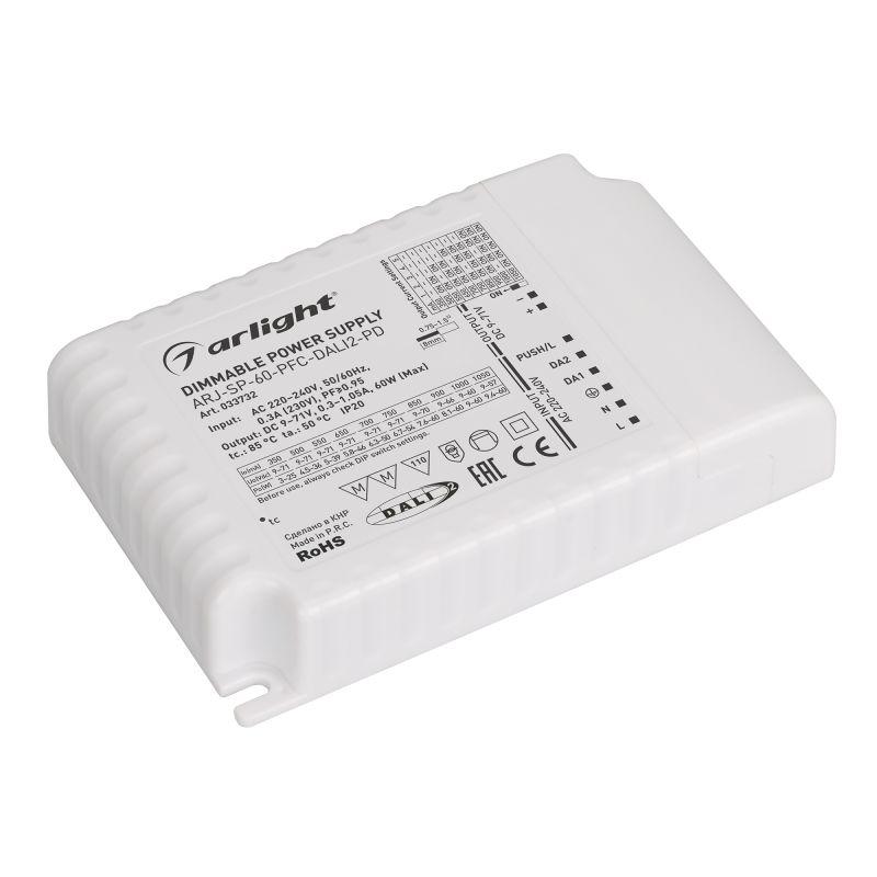блок питания arj-sp-60-pfc-dali2-pd (60вт 9-71в 0.35-1.05а) ip20 пластик arlight 033732 от BTSprom.by