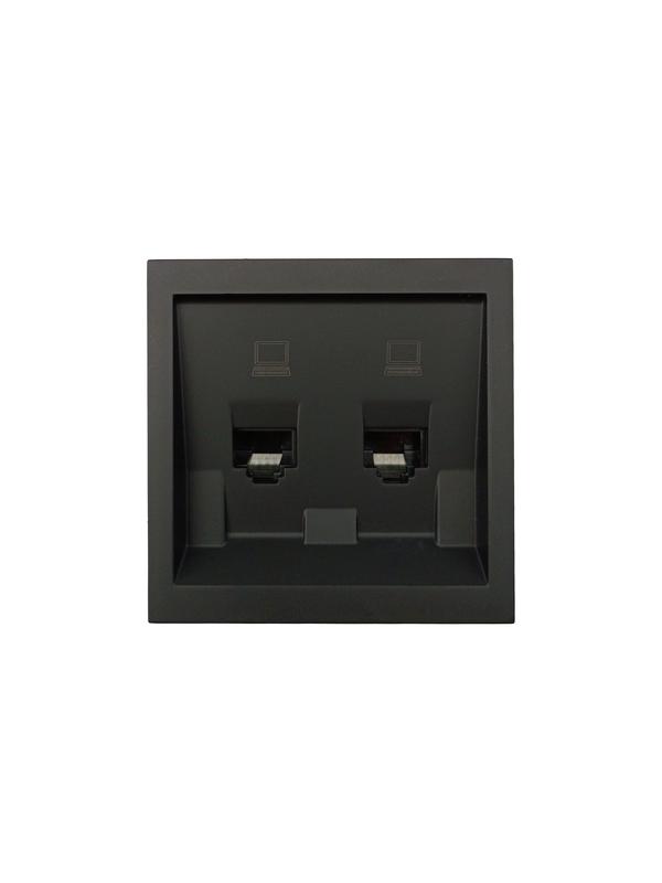  Розетка компьютерная 2-мест. СП ZIMA IP20 черн. бархат LEZARD 704-4288-141 фото в каталоге от BTSprom.by