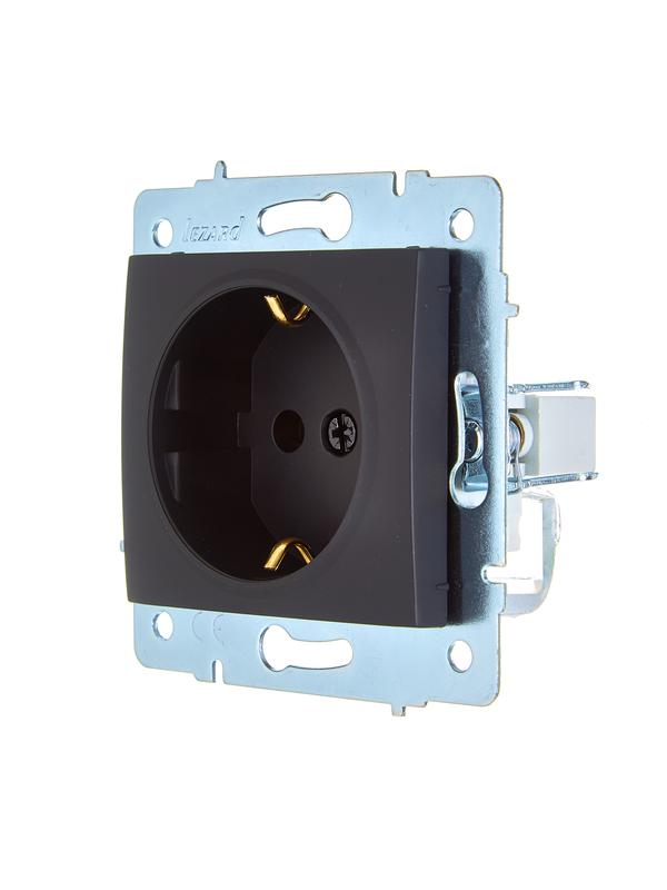  Розетка 1-м СП ASTI 16А IP20 с заземл. термопласт механизм черн. бархат. LEZARD 7081-4288-122B фото в каталоге от BTSprom.by