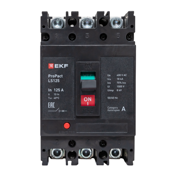  Выключатель автоматический 3п 125А 18кА LS125 ProPact EKF mccb-125-18-3-125-ls фото в каталоге от BTSprom.by