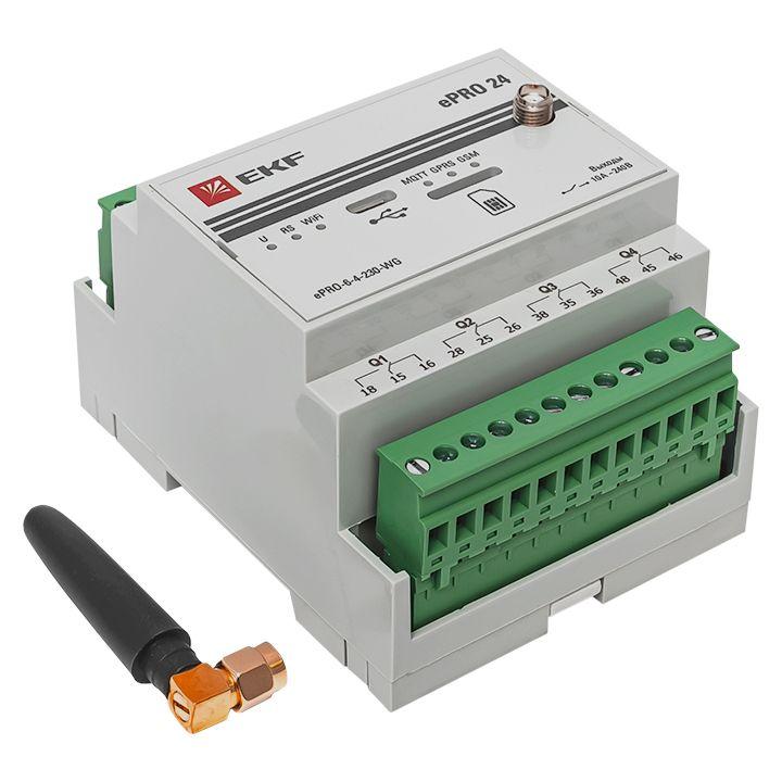  Контроллер базовый ePRO 24 удаленного управления 6вх/4вых 230В WiFi GSM с внешней антенной PROxima EKF ePRO-6-4-230-WG1 фото в каталоге от BTSprom.by