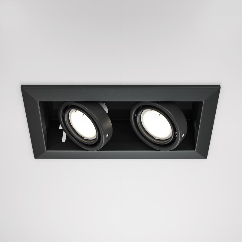  Светильник встраиваемый Metal Modern GU10 2x10Вт Maytoni DL008-2-02-B фото в каталоге от BTSprom.by