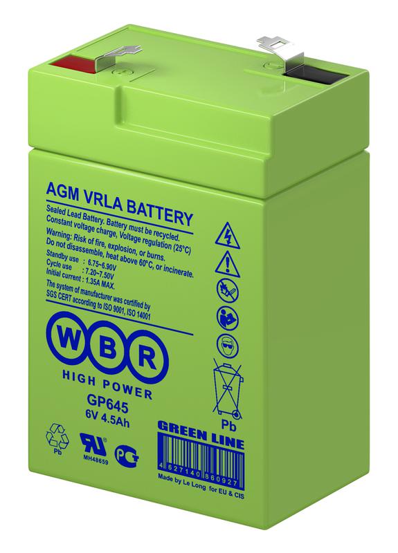 аккумулятор 6в 4.5а.ч wbr gp645 wbr от BTSprom.by