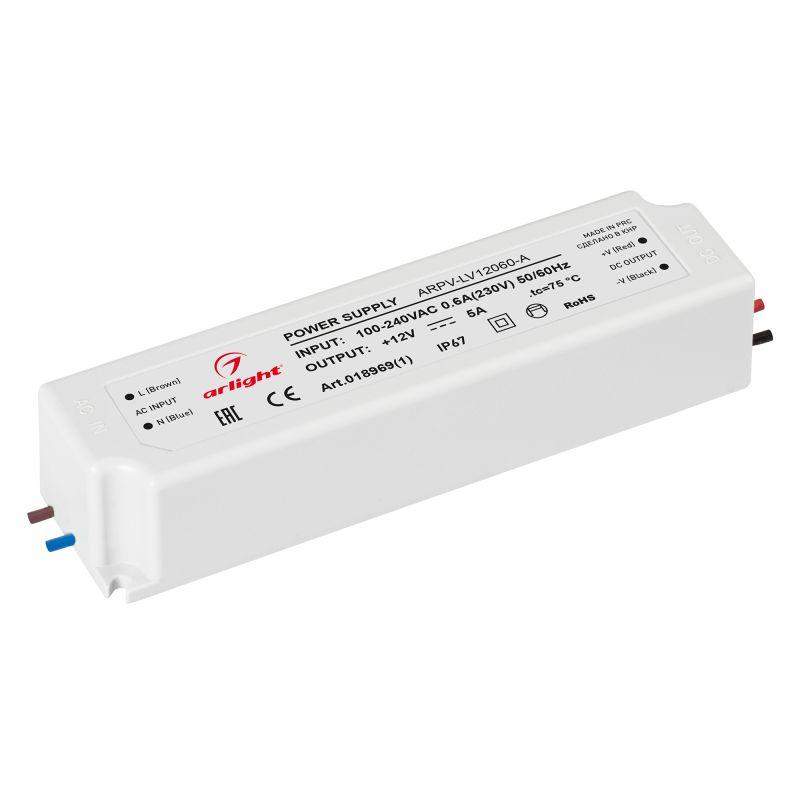 блок питания arpv-lv12060-a 12в 5.0а 60вт ip67 пластик arlight 018969(1) от BTSprom.by