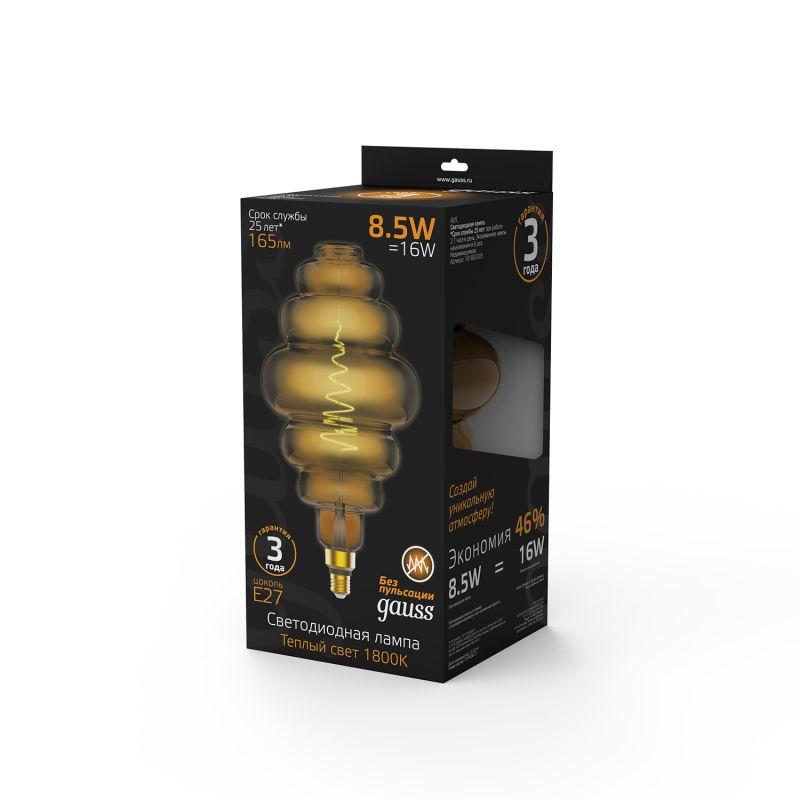 Лампа светодиодная филаментная Black Filament 8.5Вт Honeycomb тонированная 1800К тепл. бел. E27 165лм GAUSS 161802005 фото в каталоге от BTSprom.by