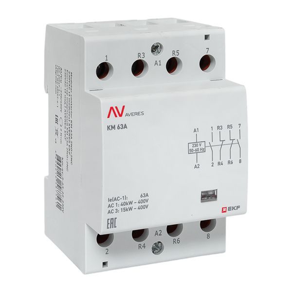 контактор модульный км 63а 2no+2nc 230в ac (3 мод.) averes ekf km-av-3-63-22-230v от BTSprom.by