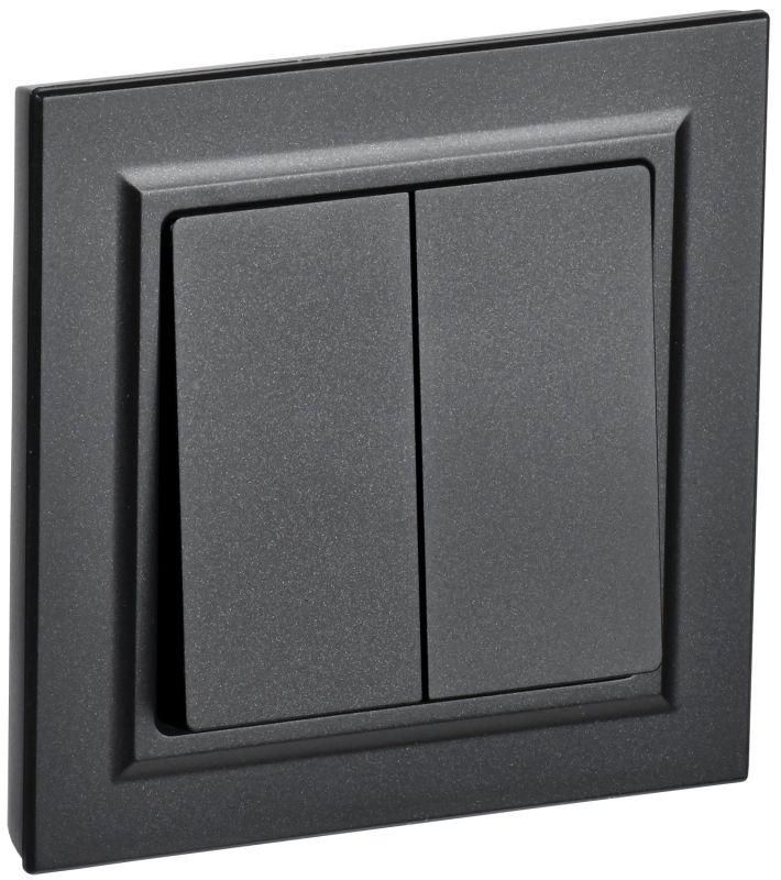 выключатель 2-кл. сп brite вср10-2-0-брч 10а в сборе черн. iek br-v20-0-10-k02-f от BTSprom.by