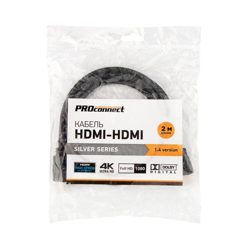  Кабель HDMI - HDMI 1.4 2м Silver PROCONNECT 17-6204-8 фото в каталоге от BTSprom.by