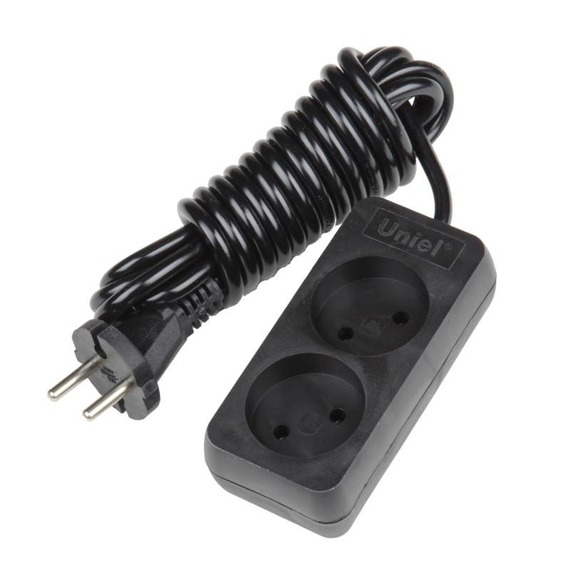 удлинитель 2х3м без заземл. standart s-cd2-3 black черн. uniel ul-00003603 от BTSprom.by