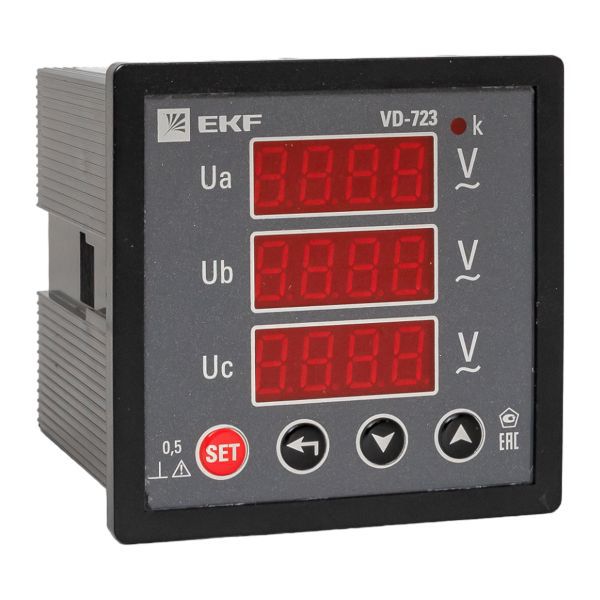 вольтметр цифровой vd-723 на панель 72х72 трехфазный ekf vd-723 от BTSprom.by