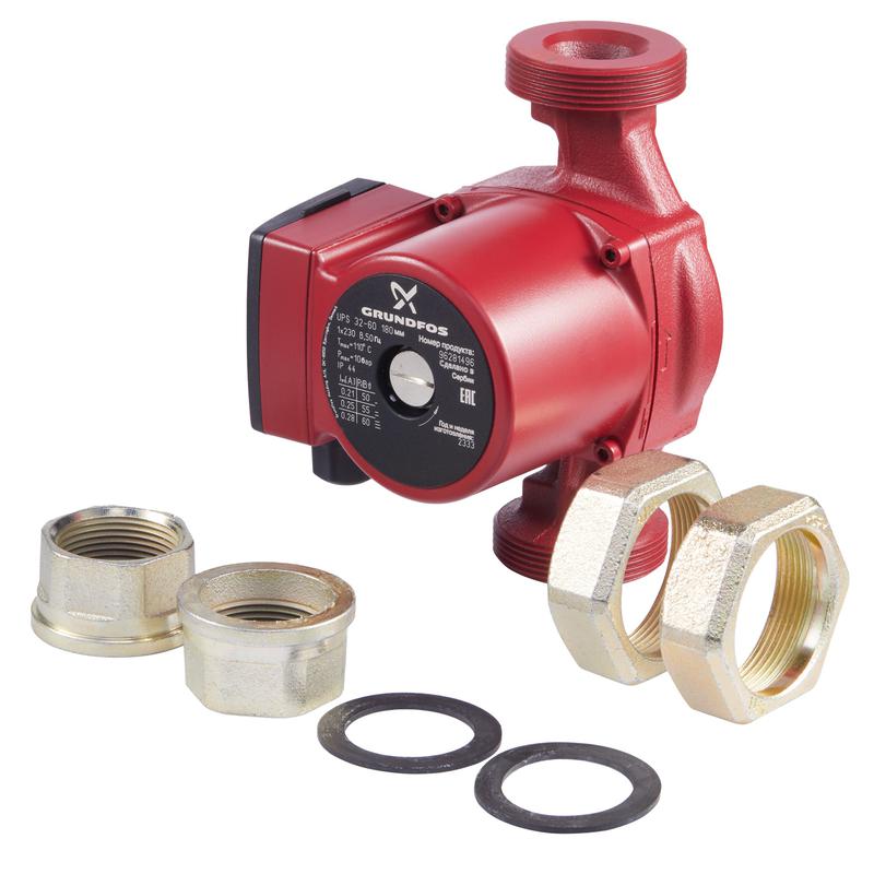  Насос циркуляционный UPS 32-60 180 с гайками Grundfos НС-0027464 фото в каталоге от BTSprom.by