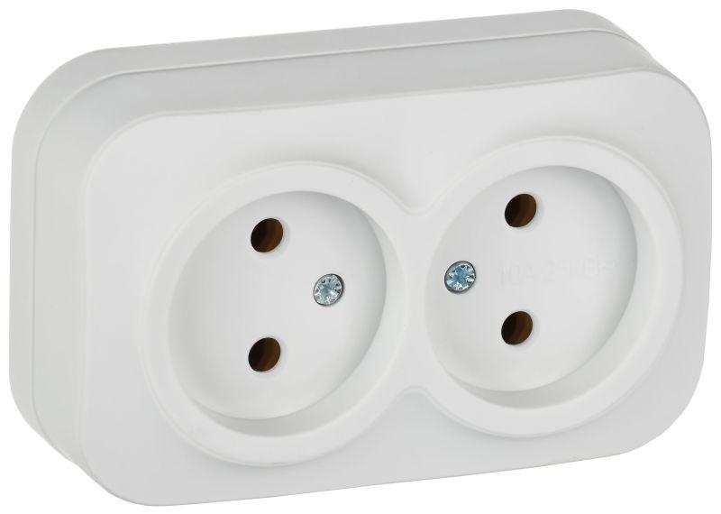 розетка 2-м оп glory рс22-2-хбм 10а без заземл. без защ. шторок бел. матов. iek erh20-k01m-10 от BTSprom.by