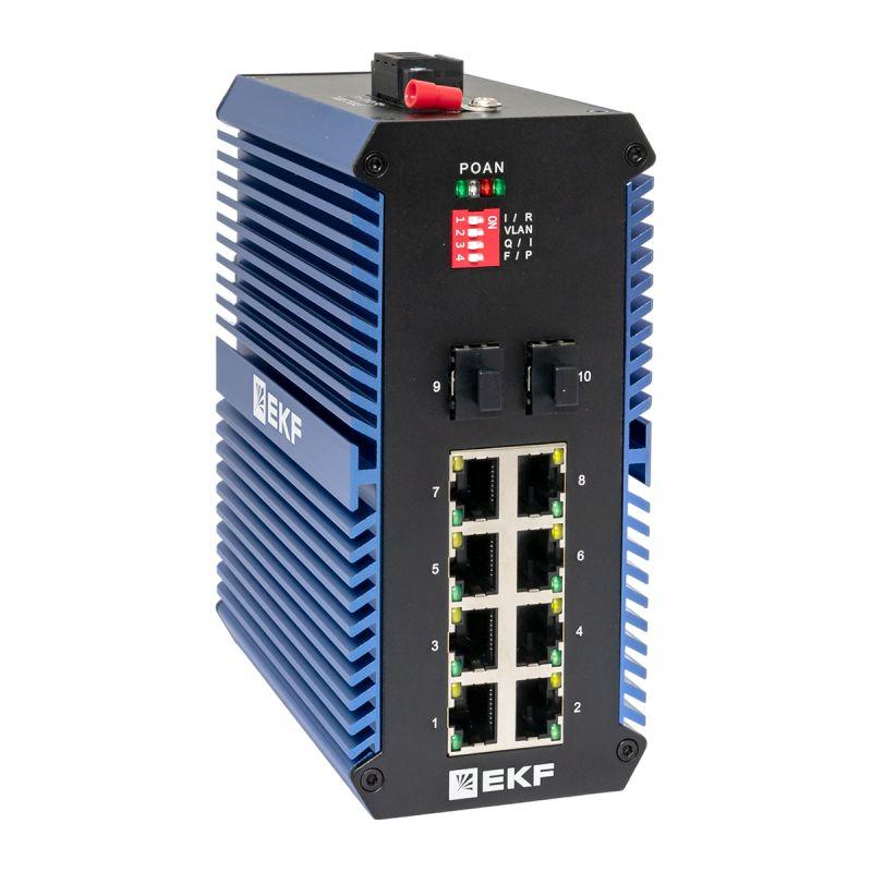 коммутатор неуправляемый промышленный u-2gx/sfp-8gtp 2 порта 1000base-x sfp 8 портов 10/100/1000base-t(x) rj45 c poe монтаж на din-рейку tsx ekf tsx-u-2gx/sfp-8gtp от BTSprom.by