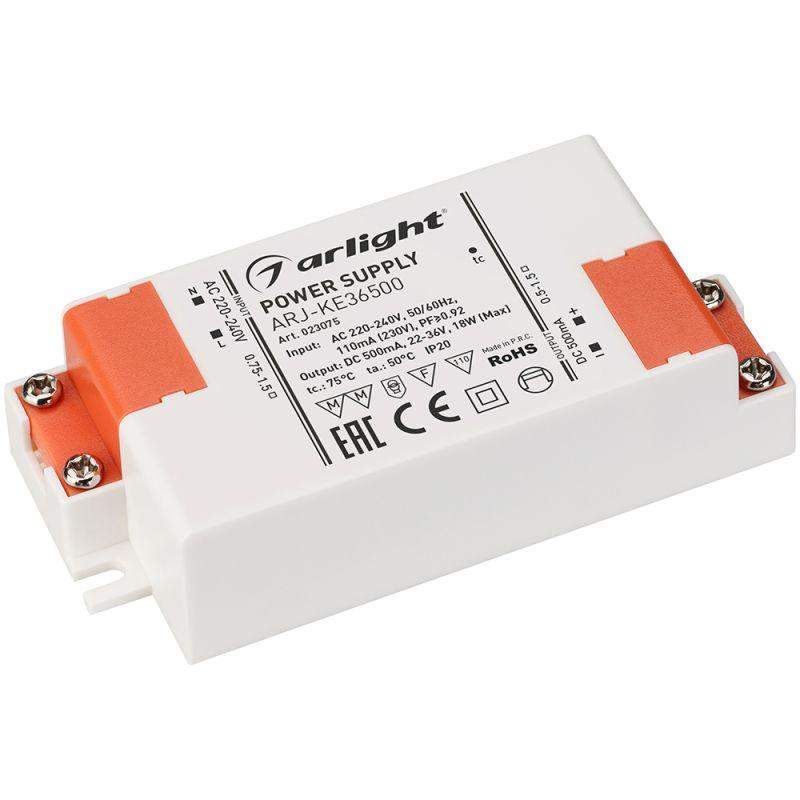 блок питания arj-ke36500 18вт 500ма pfc ip20 пластик 5 лет arlight 023075 от BTSprom.by