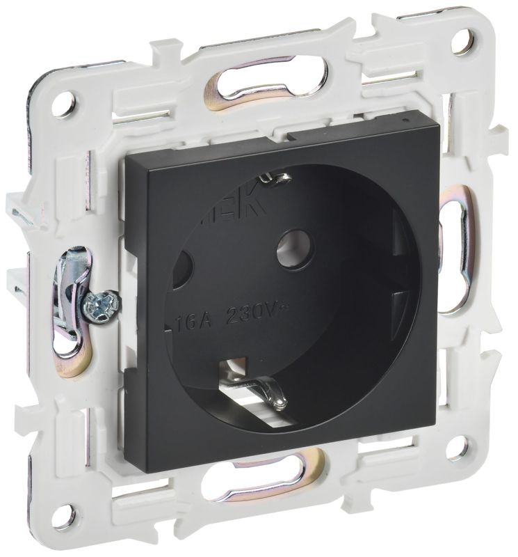 розетка skandy 16а с заземл. без защ. шторок sk-r05bl черн. iek sk-r11-16-k02 от BTSprom.by