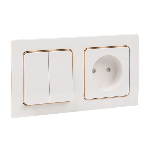  Рамка 2-м Стокгольм бел. с линией цвета шампань PROxima EKF EYM-G-303-10 фото в каталоге от BTSprom.by