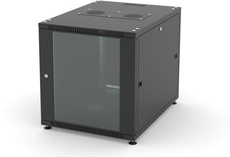 шкаф напольный network 19дюйм 12u 600х800х623 двери: стеклян. и сплошная метал. ral9005 черн. filum fl-nt-1268gm1m-bk от BTSprom.by
