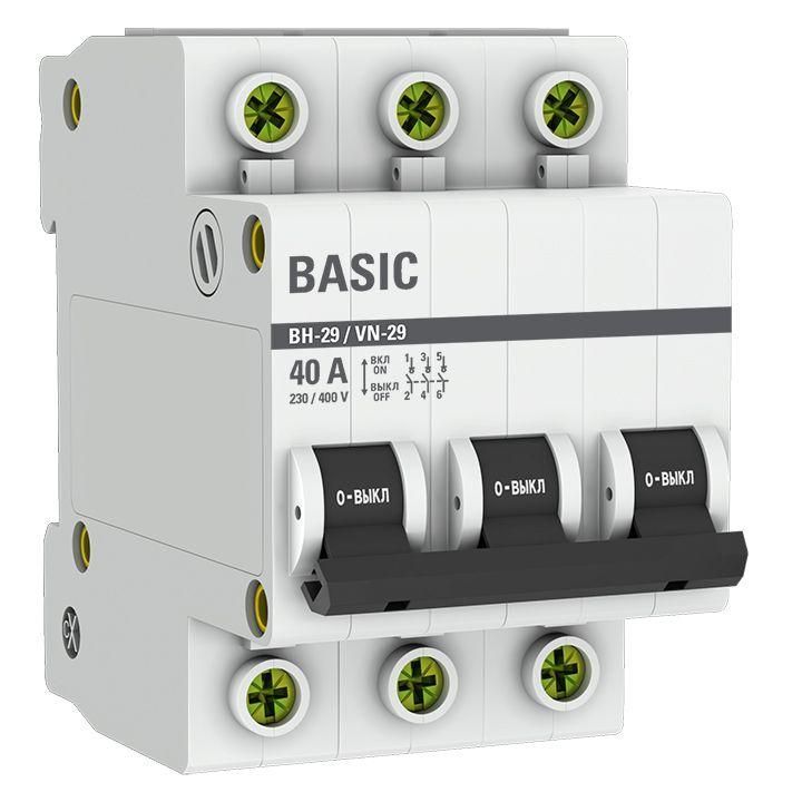 выключатель нагрузки 3п 40а вн-29 basic ekf sl29-3-40-bas от BTSprom.by