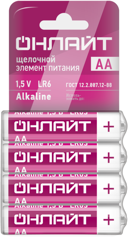 элемент питания алкалиновый 90 638 obt-02 lr6-shbp4 (уп.4шт) онлайт 90638 от BTSprom.by