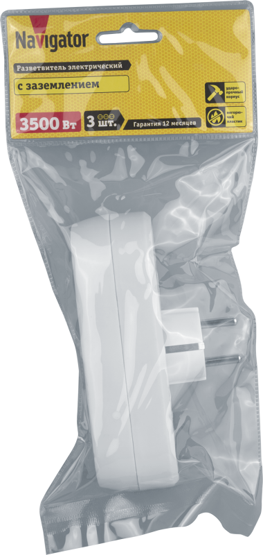  Разветвитель 3-м с заземл. 10А IP20 94 672 NAD-L-3E-WH в ряд Navigator 94672 фото в каталоге от BTSprom.by