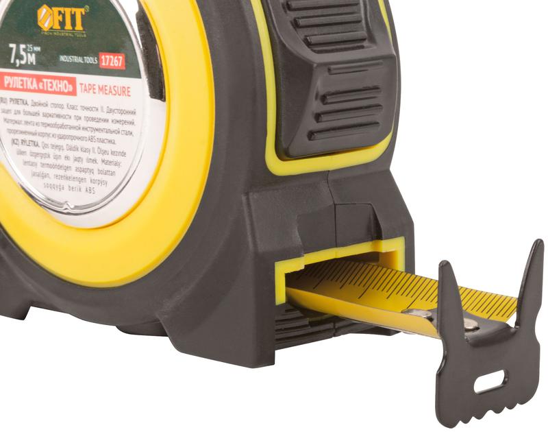  Рулетка Техно 7.5мх25мм прорезиненный корпус двойн. стопор FIT 17267 фото в каталоге от BTSprom.by