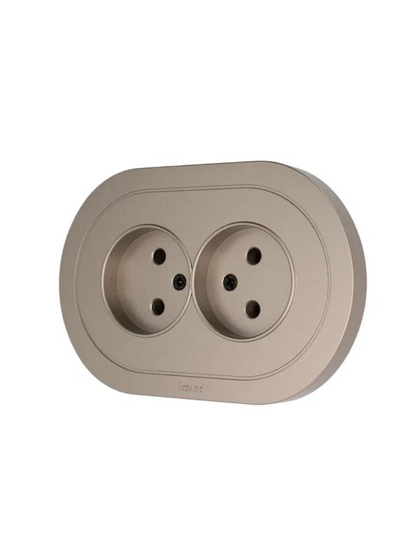  Розетка 2-м СП OSEN без заземл. ПБТ круглая механизм титан LEZARD 744-3700-128B фото в каталоге от BTSprom.by