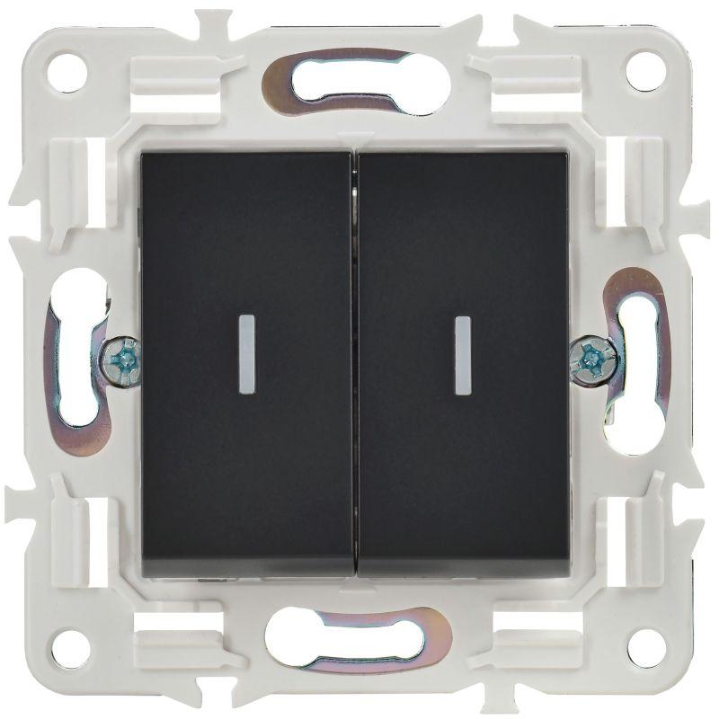  Выключатель проходной 2-кл. SKANDY 10А SK-V10Bl с индикацией черн. IEK SK-V22-1-10-K02 фото в каталоге от BTSprom.by