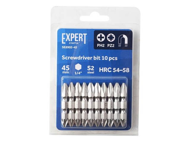 насадка крестообразная ph2-pz2 45мм 10шт expert startul (se8902-45) (бита phillips-pozidrive магнитная) se8902-45 от BTSprom.by