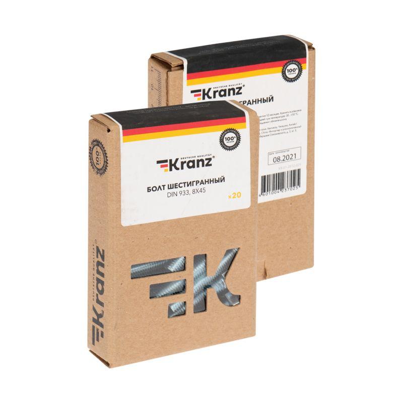  Болт с шестигранной головкой 8х45 DIN 933 (уп.20шт) Kranz KR-01-3512-029 фото в каталоге от BTSprom.by