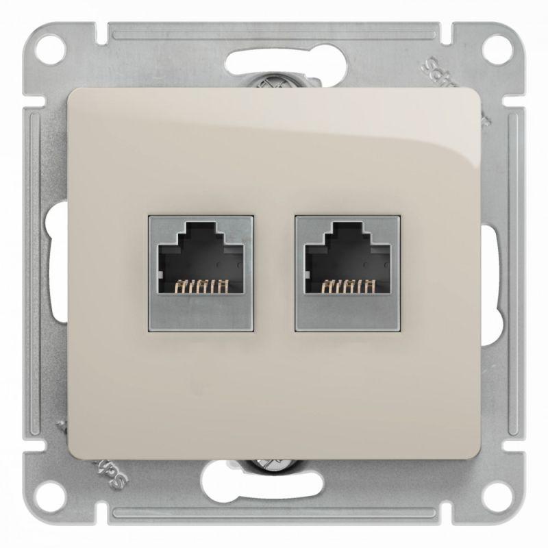 розетка компьютерная + телефонная 2-м glossa rj45 + rj11 кат.5e механизм молочн. se gsl000985 от BTSprom.by