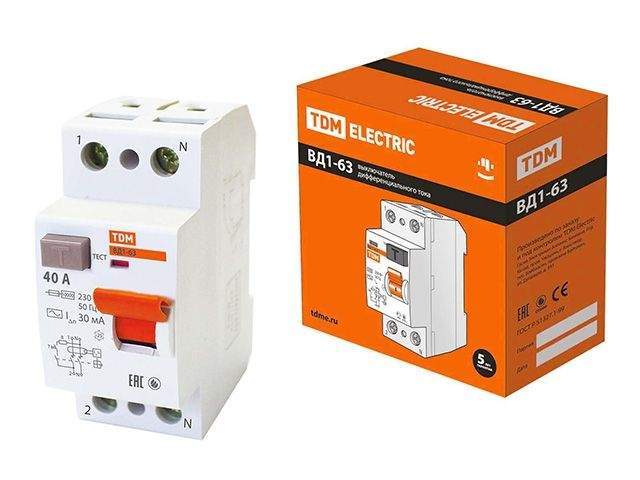 устройство защитного отключения вд1-63 2р 40а 30ма tdm sq0203-0013 от BTSprom.by