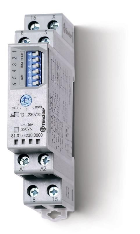 таймер модульный мультифункциональный (ai di sw sp be de eeb) функции set reset 12…240в ac/dc 1co 16а 17.5мм регулировка времени 0.1с…10ч ip20 версия для жд-транспорта finder 810102300000t от BTSprom.by