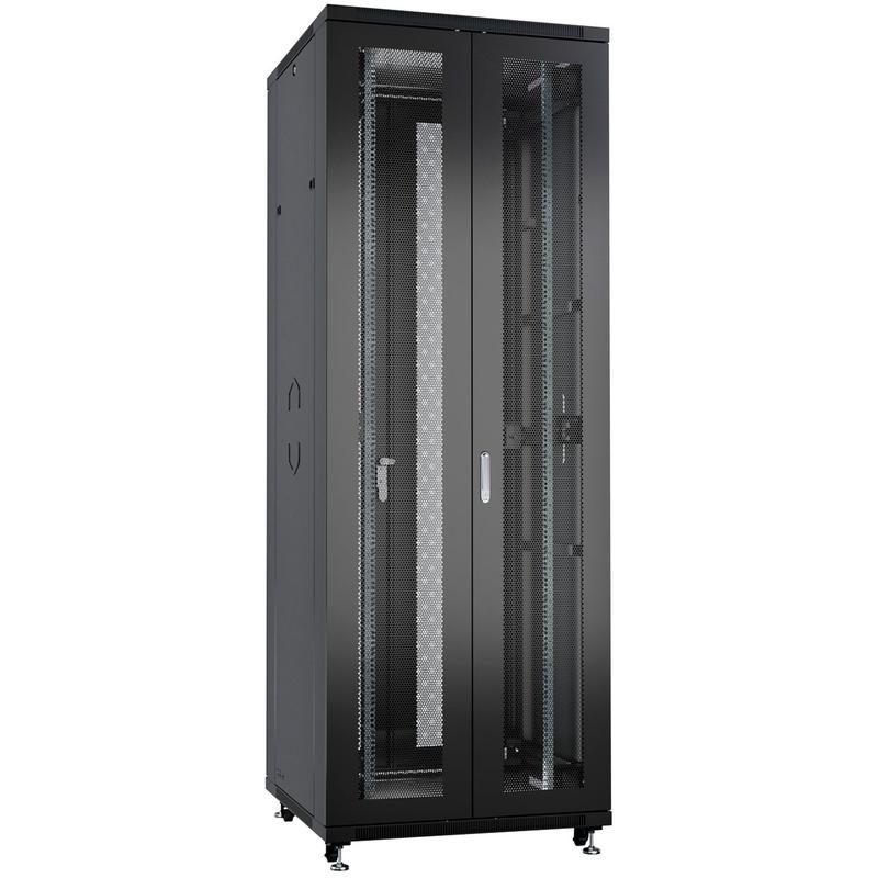 шкаф монтажный телекоммуникационный напольн. nd-05c-47u80/120-bk 19дюйм 47u 800х1200х2277мм для распределит. и серверн. оборудования; передн. и задн. двойн. перфорир. двери ручки с замком ral 9004 черн. cabeus 9754c от BTSprom.by