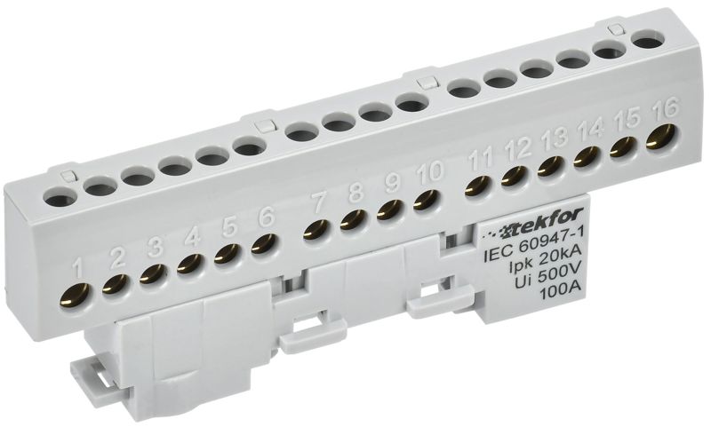 шина l "фаза" изол. на универс. держ. 6х9-16-ср tekfor iek tf-nn10-16-kl-k03 от BTSprom.by