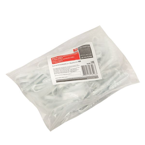  Дюбель-хомут d5-10мм для круглого кабеля бел. (уп.100шт) PROxima EKF plc-ncc-5x10w фото в каталоге от BTSprom.by