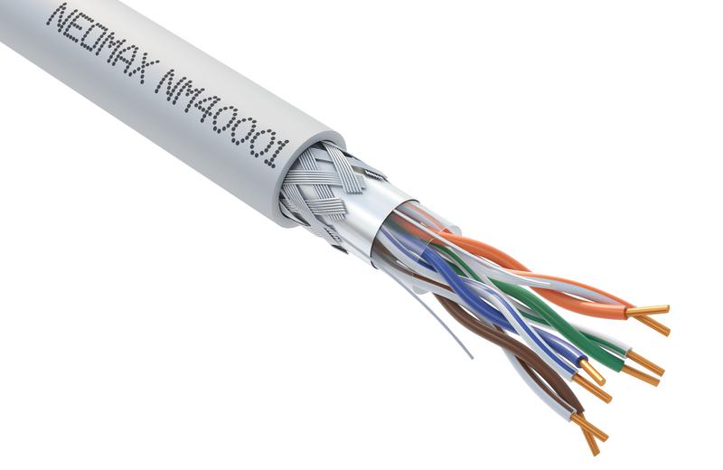 кабель витая пара sf/utp кат.5e 4х2х24awg (0.52мм) solid cu pvc сер. (nm40001) (уп.305м) neomax 182758 от BTSprom.by