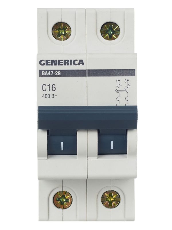  Выключатель автоматический модульный 2п C 16А 4.5кА ВА47-29 GENERICA MVA25-2-016-C фото в каталоге от BTSprom.by