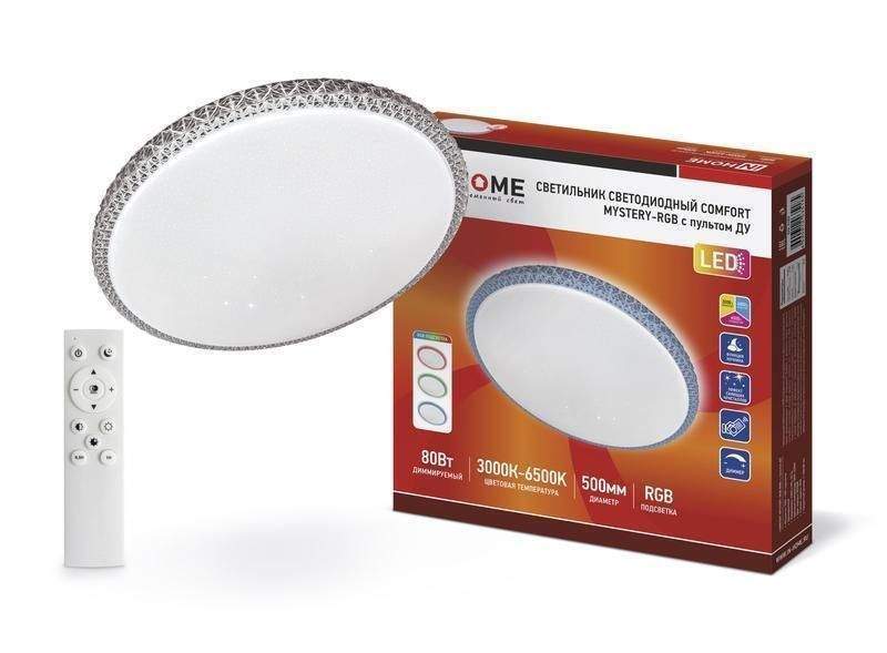 светильник светодиодный comfort mystery-rgb 80вт 230в 3000-6500к 6000лм 500х80мм с пультом ду in home 4690612035185 от BTSprom.by