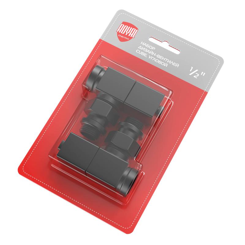 набор дизайн-вентилей cube угловой 1/2дюйм черн. royal thermo нс-1422578 от BTSprom.by
