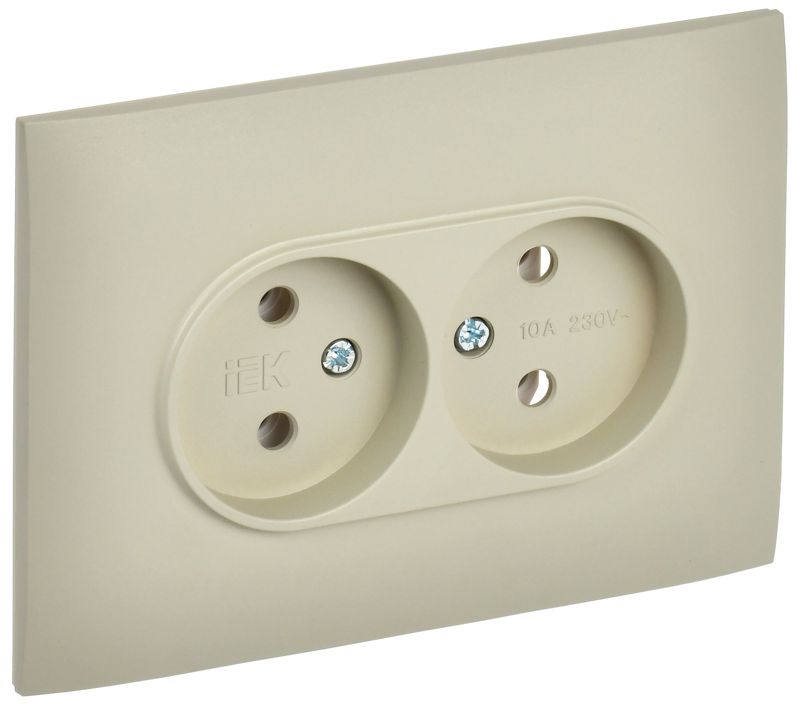 розетка 2-м skandy 10а без заземл. без защ. шторок в сборе sk-r10b беж. iek sk-r20-10-k10-f от BTSprom.by
