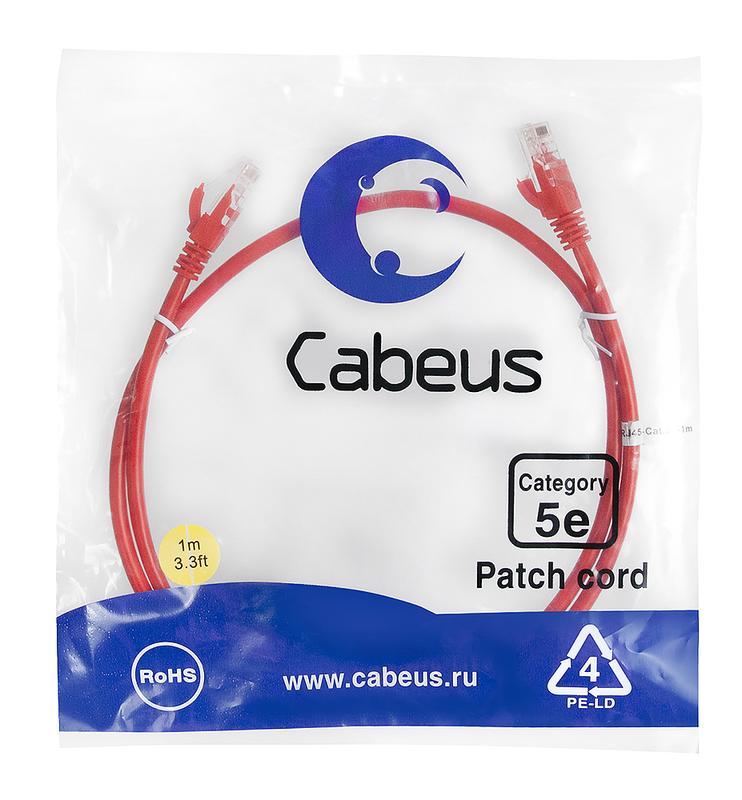 патч-корд u/utp кат.5e pc-utp-rj45-cat.5e-1m-rd-lszh 2xrj45/8p8c неэкранир. lszh 1м красн. cabeus 9513c от BTSprom.by