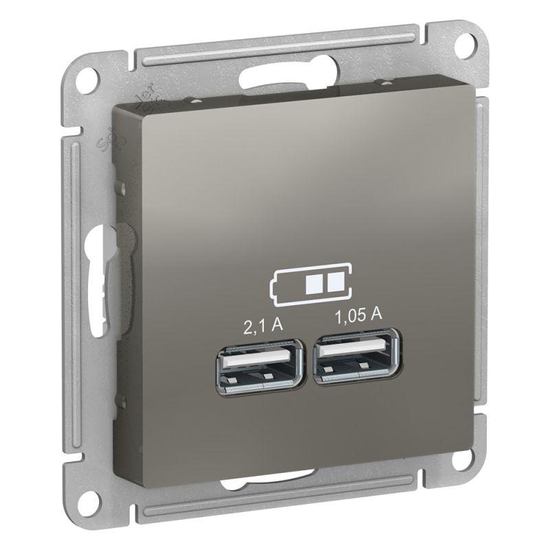 розетка usb atlasdesign тип a+a 5в 1х2.1а 2х1.05а механизм сталь se atn000933 от BTSprom.by