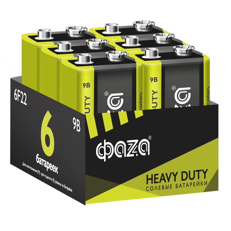 элемент питания солевой "крона" 6f22 9в heavy duty pack-6 (уп.6шт) фаzа 5042261 от BTSprom.by