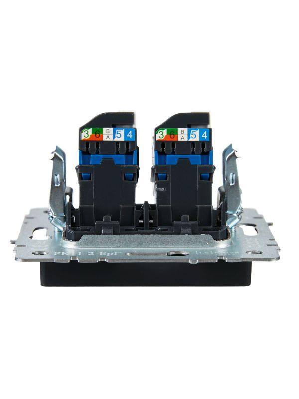  Розетка компьютерная двойн. СП RJ45 кат.6 BRITE РК11-2-БрГ механизм графит IEK BR-K20-2-K53 фото в каталоге от BTSprom.by