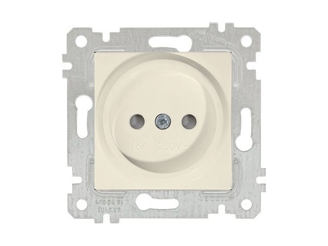 розетка 1-ая (скрытая, без рамки, б/з, шторки) кремовая, rita, mutlusan (16 a, 250 v, ip 20) 2200 606 0202 от BTSprom.by