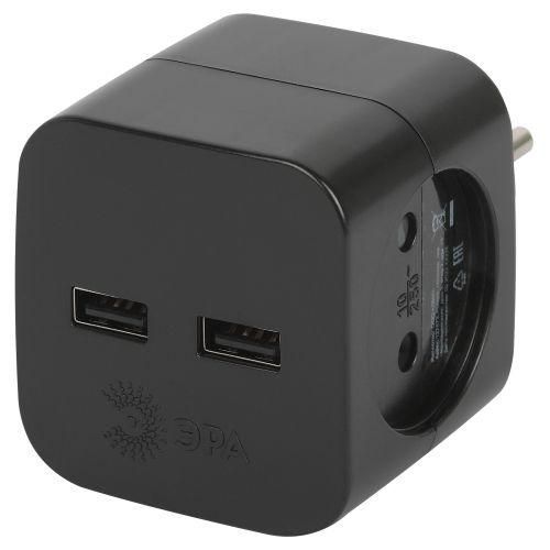 разветвитель электрический sp-2-usb-b на 2 розетки 220в+ 2xusb 2400ма без заземл 10а черн. эра б0049535 от BTSprom.by